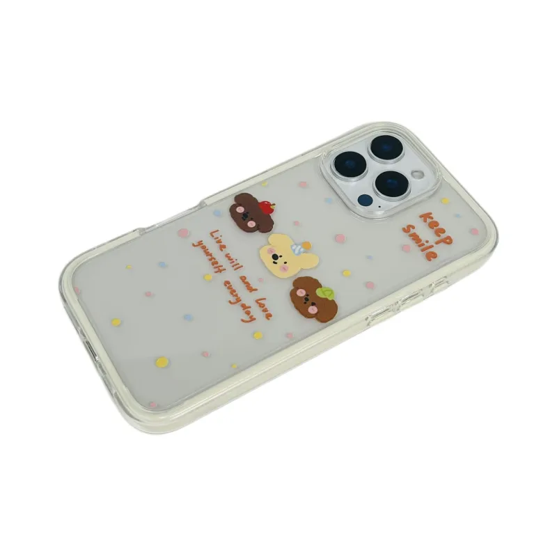 Wei Xin TPU Material 2 in 1 Polka Dot Puppy Phone Cases Compatible With IPhone 16/15 Pro Max/Apple 13/14 Pro Max/12-3