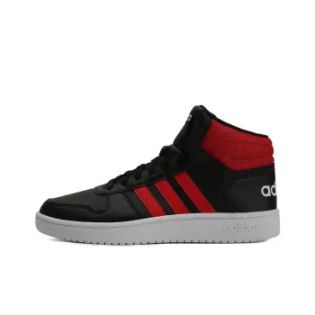 Adidas Hoops 2.0 Wear-Resistant High-Top Basketball Shoes Men's Black