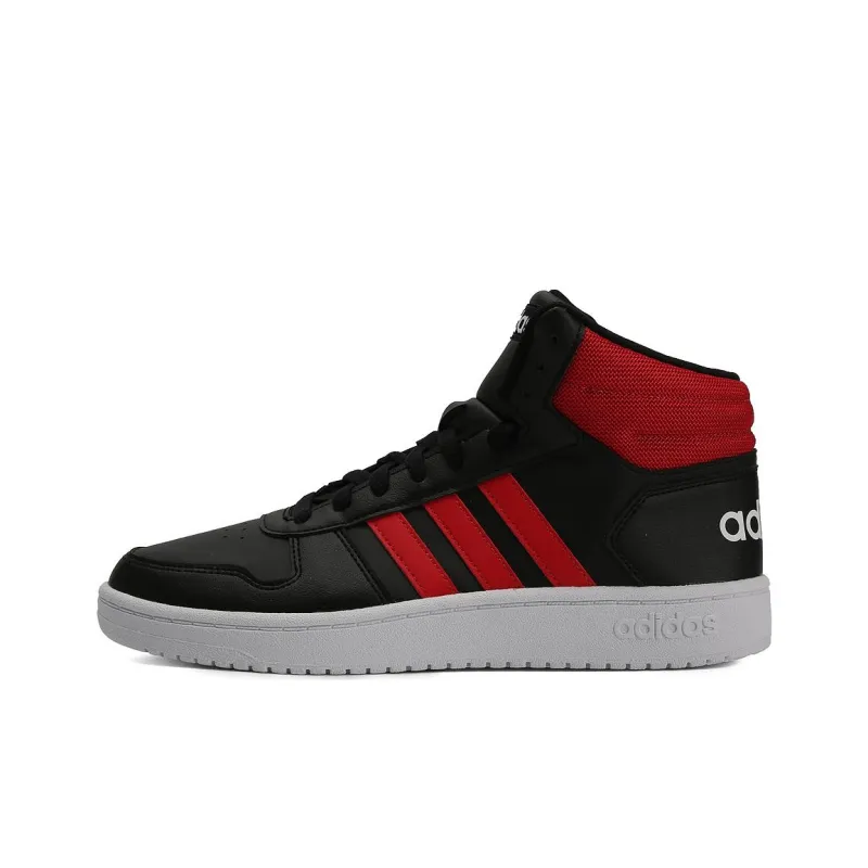 Adidas Hoops 2.0 Wear-Resistant High-Top Basketball Shoes Men's Black-0