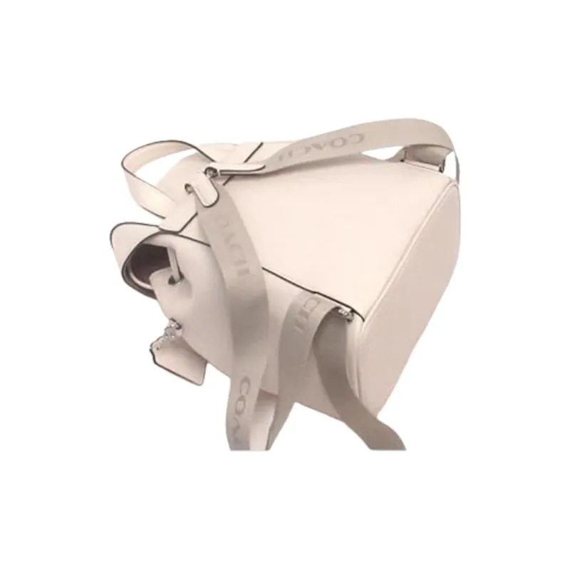 COACH Cow Leather Backpack Regular Women's Silver & Chalk White-4
