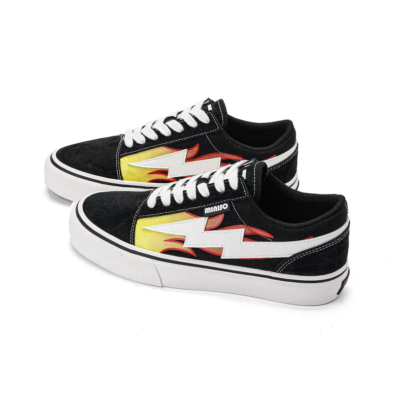 MINISO Lightning M Series Low-Top Skateboard Shoes Unisex Flame Black-0