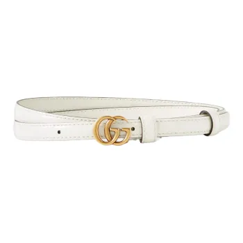 GUCCI Calfskin Leather Belts Women's White Width 1cm