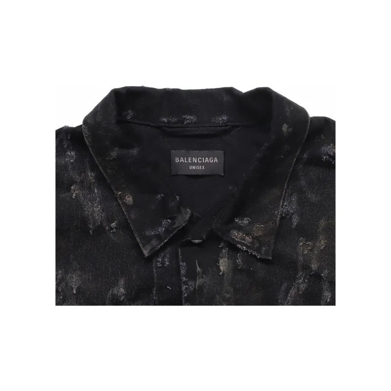 Balenciaga SS23 Denim Jacket Loose Fit Style Men's Black-4