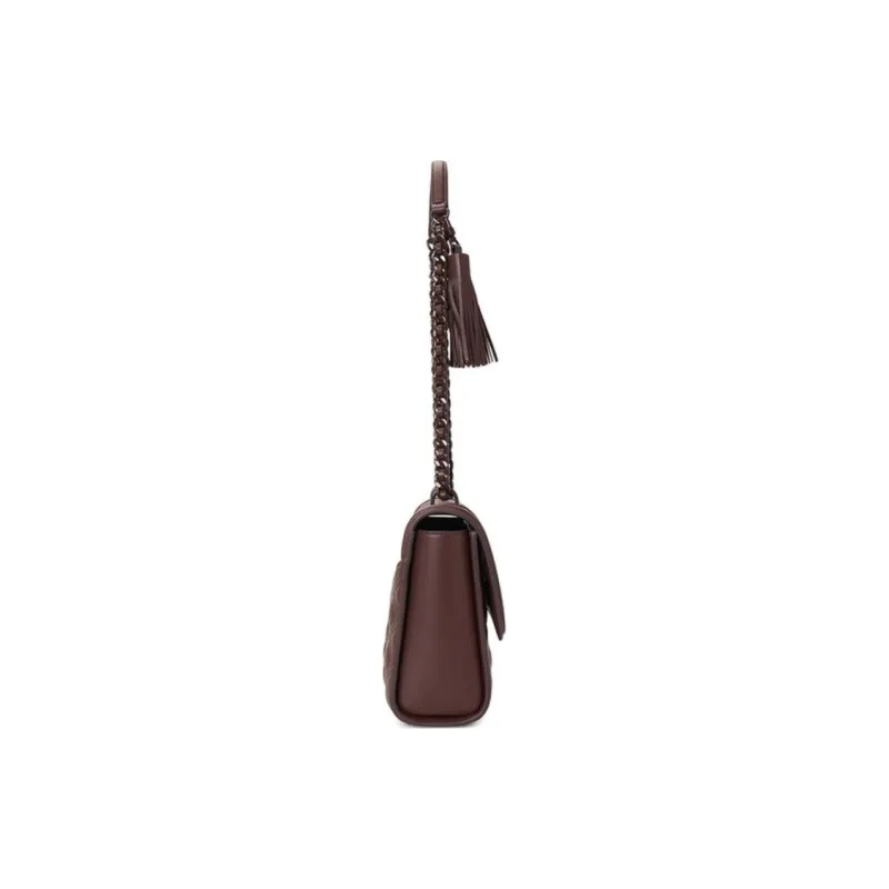 TORY BURCH Fleming Leather Handbag Shoulder Bag Women's Burgundy-3