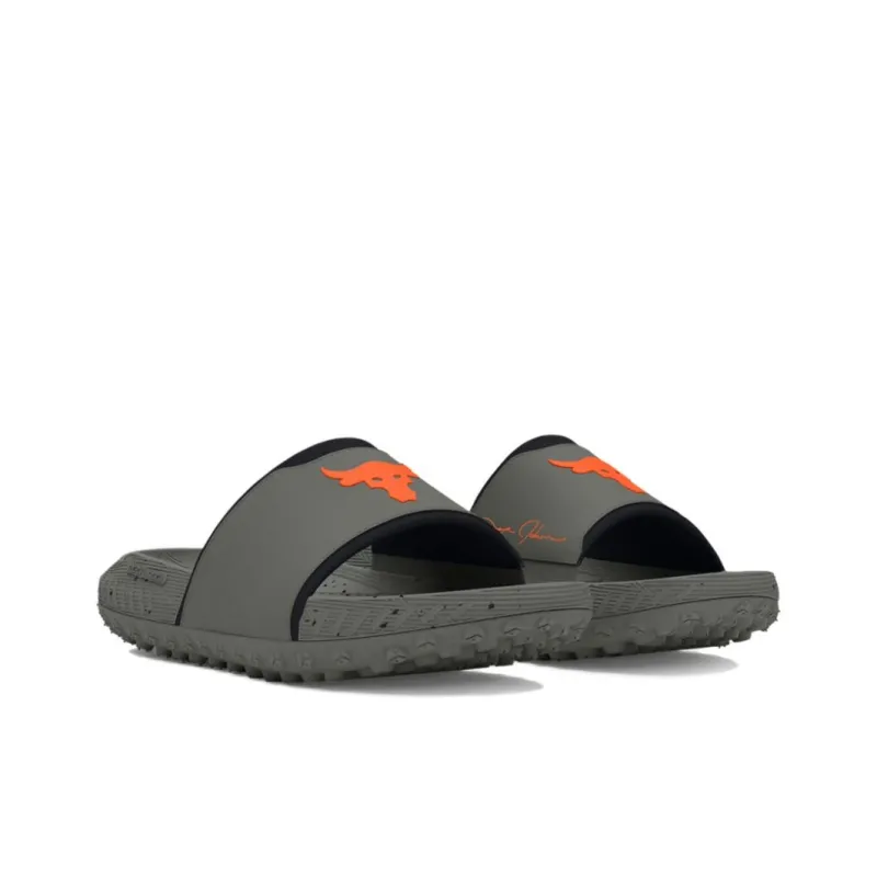 Under Armour Project Rock 3 Slip Resistant Quick Dry Slide Slippers Unisex Black Gray Color-2