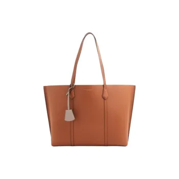 TORY BURCH Leather Tote Bag, Shopping Bag, Shoulder Bag, Handbag Women's Glossy Tree Color