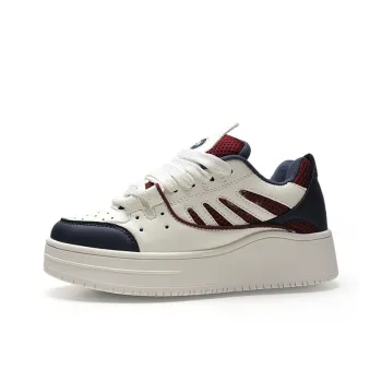 ABCYLM Slip Resistant Cushioning Impact Resistance Abrasion Resistant Low Top Skateboard Shoes Women's White Blue Red