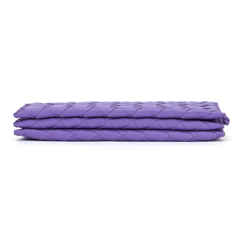Bottega Veneta Sheepskin Wallet Large Size Women's Purple-7