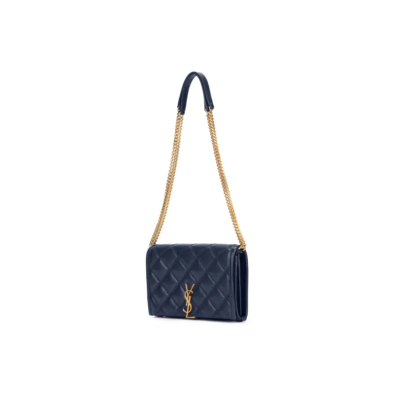SAINT LAURENT Sheepskin Shoulder Bag, Crossbody Bag Women's Blue-1