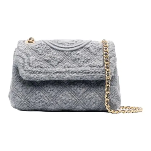 TORY BURCH Fleming Fabric With Leather Handbags Shoulder Bags Medium Size Women's Gray