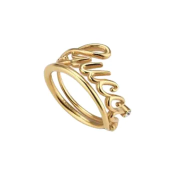 GUCCI Crystal Rings Unisex Gold
