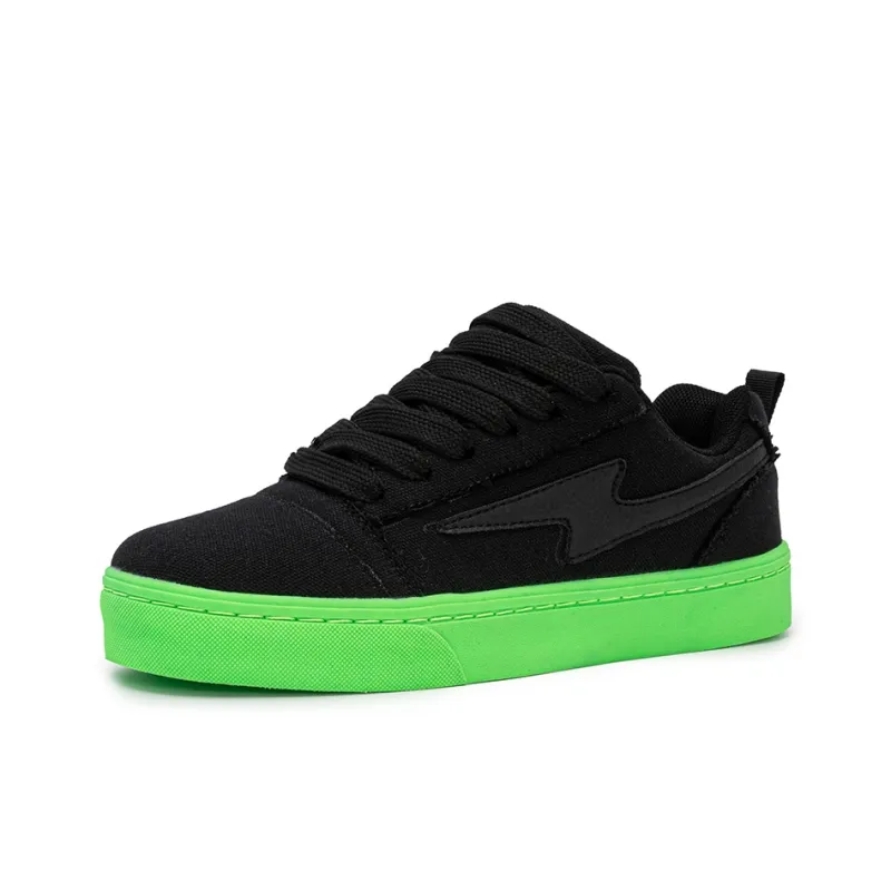 WELKIN&WZWJ Gift Box Set Anti Slip Wear Resistant Low Top Skateboard Shoes Unisex Black Green-2