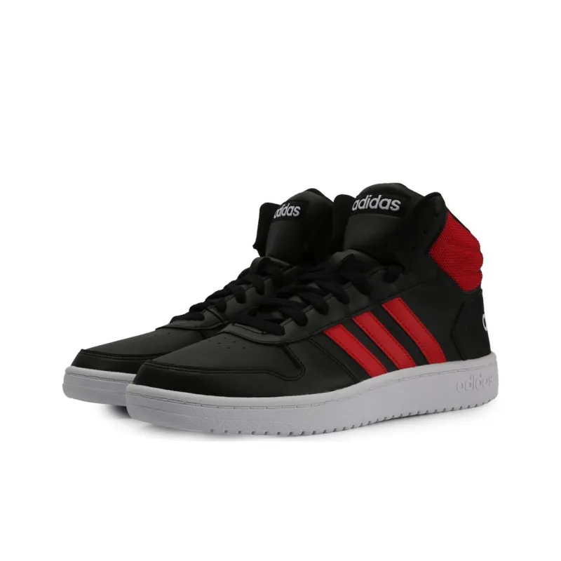 Adidas Hoops 2.0 Wear-Resistant High-Top Basketball Shoes Men's Black-2