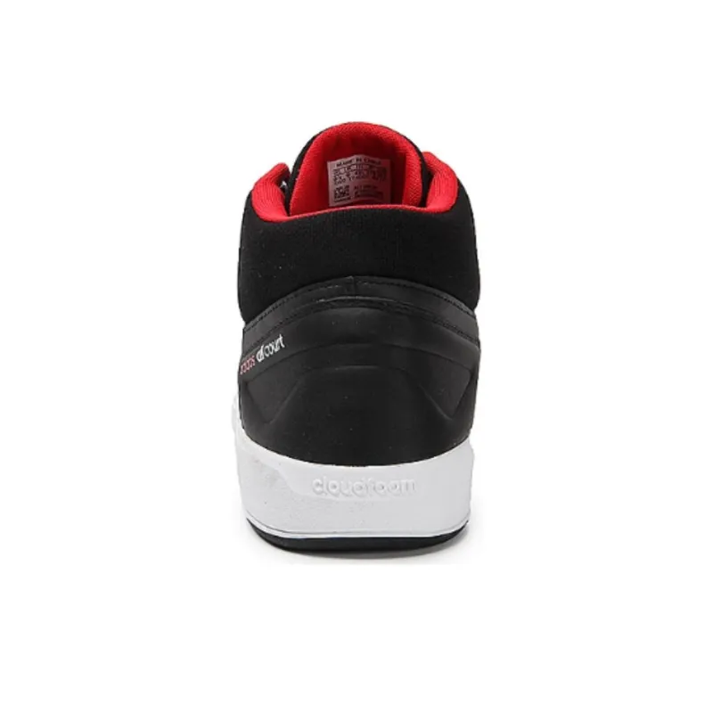 Adidas Cloudfoam All Court Anti-Slip Wear-Resistant Mid-Top Tennis Shoes Men's Black White Red-3