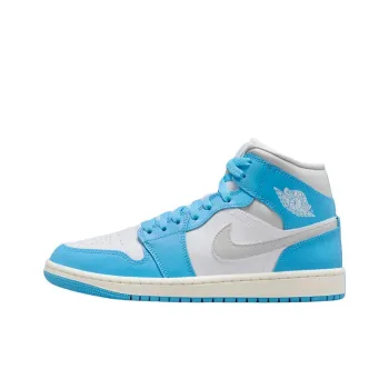 Jordan Air Jordan 1 Anti Slip Wear Resistant Mid Top Vintage Basketball Shoes Women's Blue White
