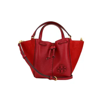TORY BURCH McGraw Litchi Grain Leather Shoulder Bag, Crossbody Bag, Handbag Mini Women's Red