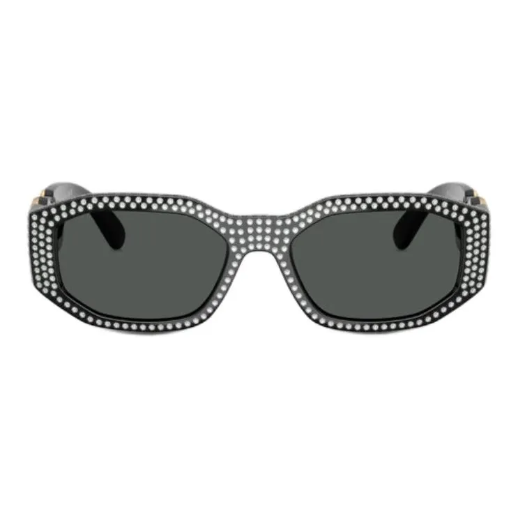 VERSACE Nylon Crystal Irregular Shape Sunglasses Men's Black-1