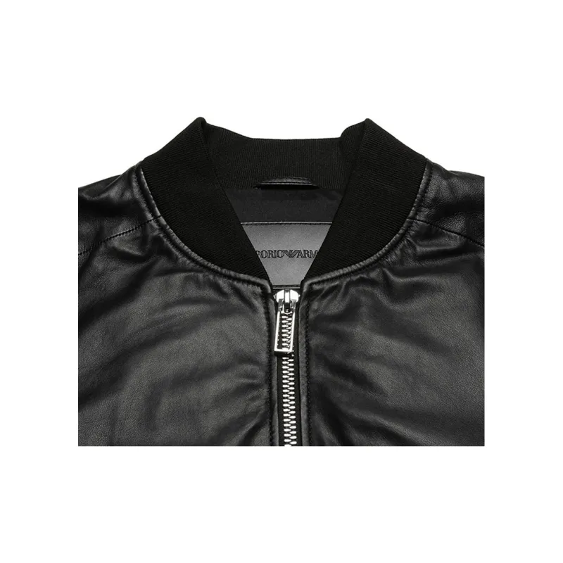 EMPORIO ARMANI Leather Jacket Men's Black-2