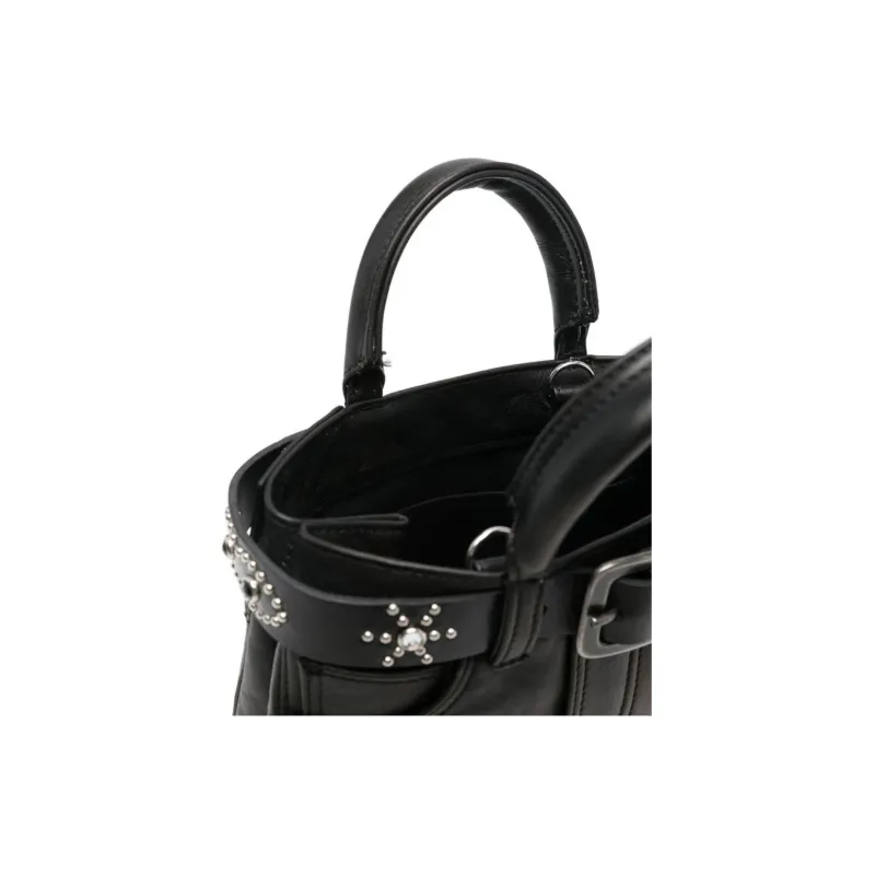 MEDEA Calfskin Shoulder Bag Crossbody Bag Handbag Small Size Women's Black-3