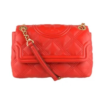 TORY BURCH Fleming Sheepskin One Shoulder Handbag, Crossbody Bag Trumpets Women's Vermilion