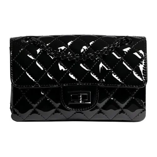 CHANEL So Black2.55 Calfskin Mouth Cover Bag Crossbody Bag Chain Bag Shoulder Bag Women's Black