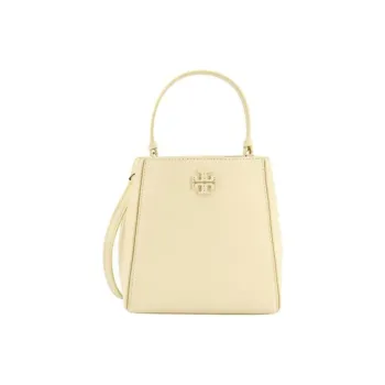 TORY BURCH Litchi Grain Leather Bucket Bags Shoulder Bag Crossbody Bag Handbag Small Size Women's Lemon