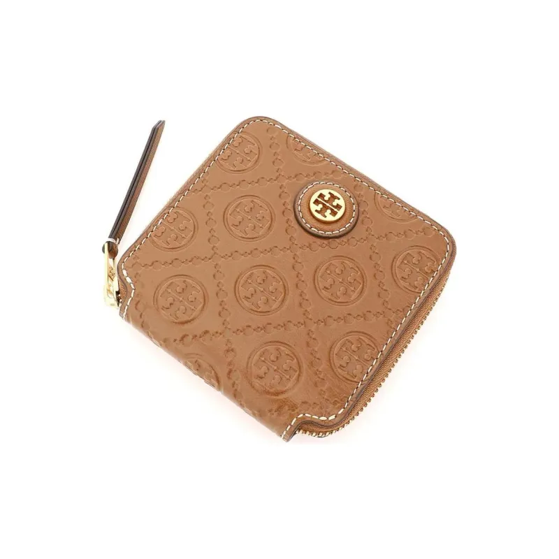 TORY BURCH T Monogram Leather Wallet Women's Brown-3