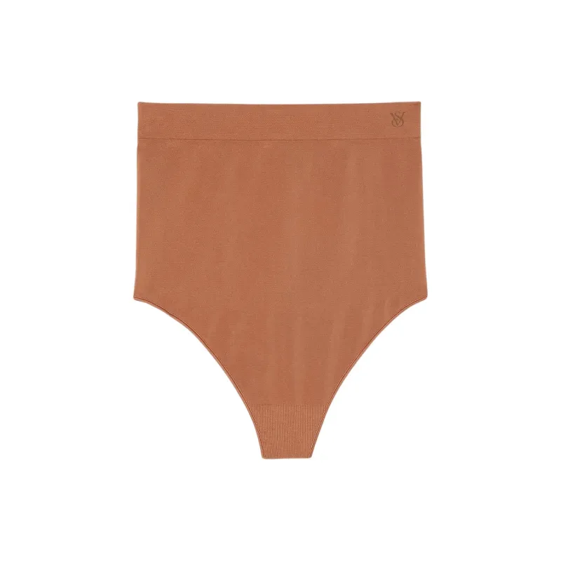 Victoria's Secret SeamlessShaping™ High-Waist Thong Panty / Caramel Underpants Women's 1 Pack Mousse-0