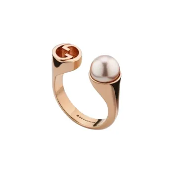 GUCCI Resin Pearls Rings Unisex Rose Gold
