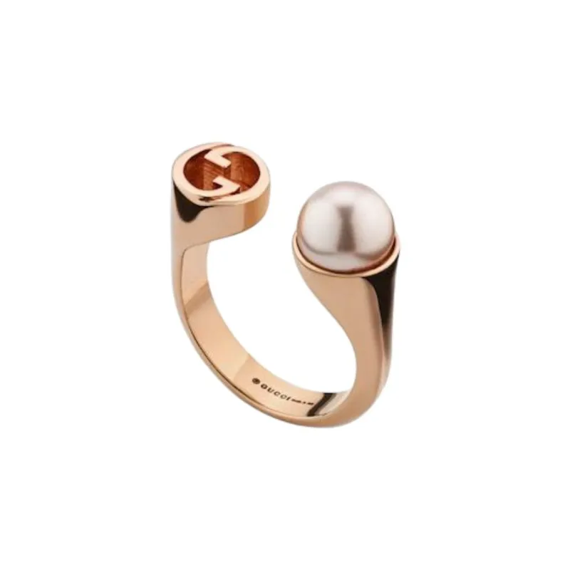 GUCCI Resin Pearls Rings Unisex Rose Gold-0