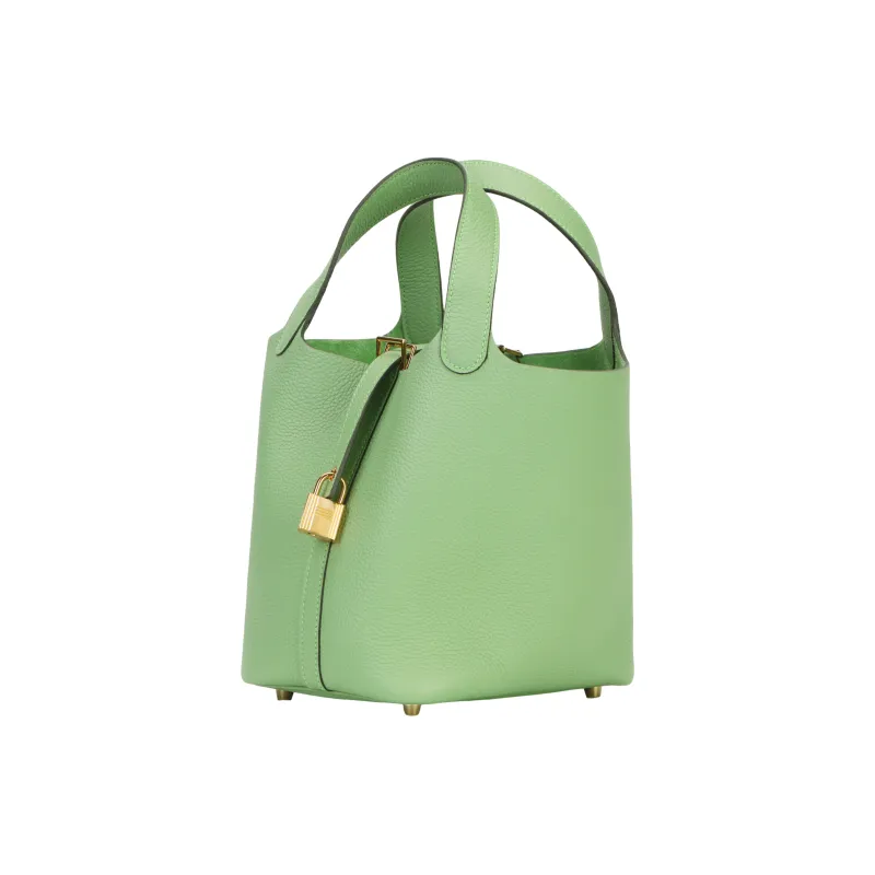 HERMES Picotin Lock Maurice Bullock Leather Basket Bag, Bucket Bag, Handbag Women's 3I Vert Criquet Avocado Green-3