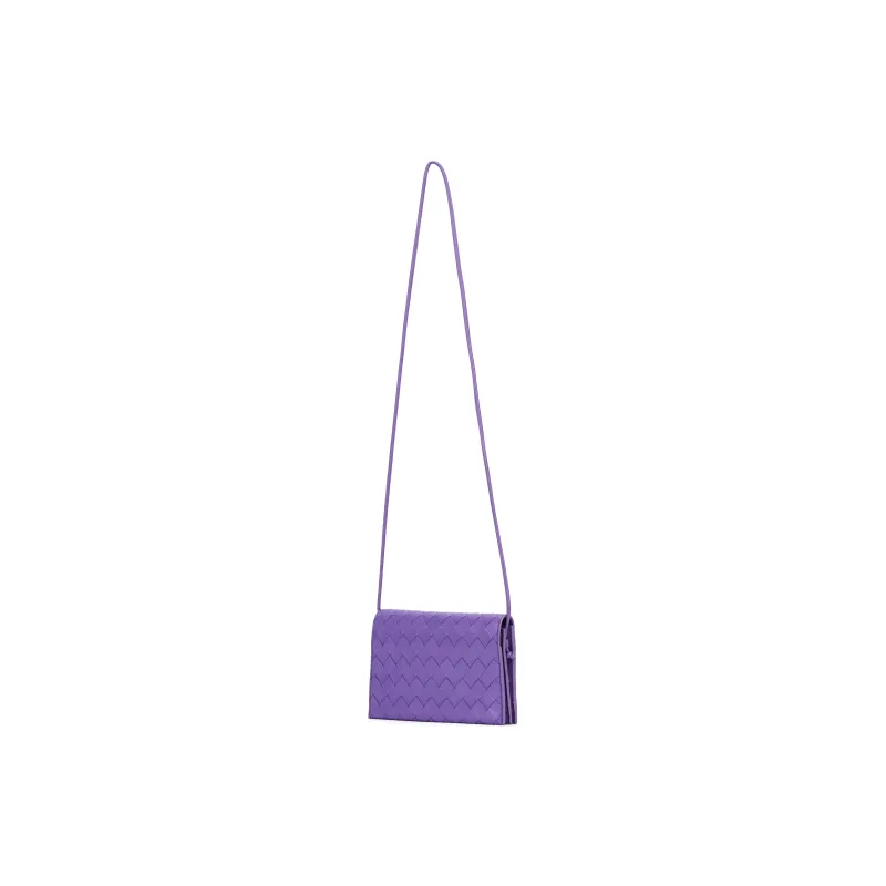 Bottega Veneta Sheepskin Wallet Large Size Women's Purple-2