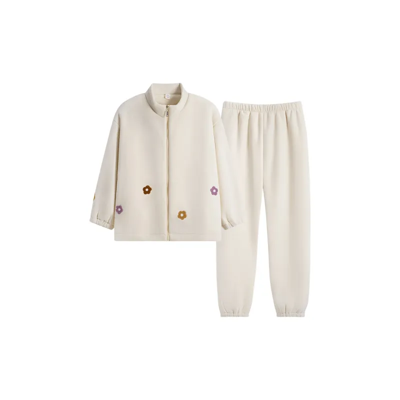 Sha Qian Pajama Set Women's Milk White-0