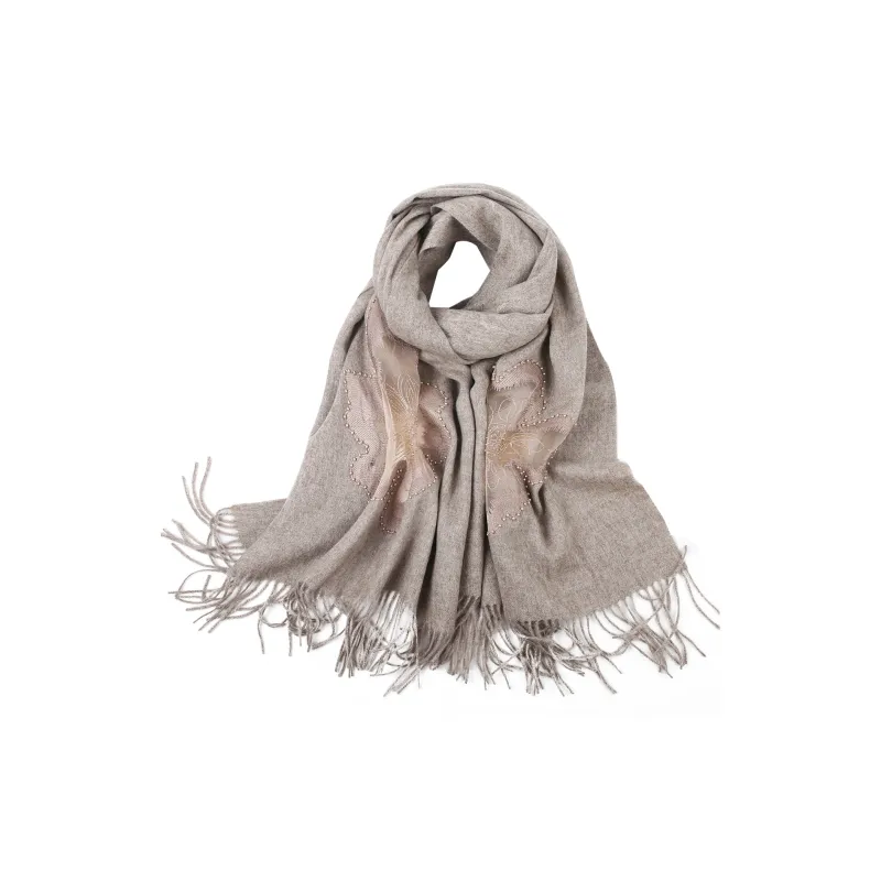 Shanghai Story 100% Sheep Wool Shawls Women's Encounter The Bloom, Nude-29