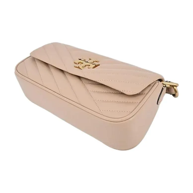 TORY BURCH Kira Leather Portable Crossbody Bag, Shoulder Bag Trumpets Women's Light Desert Brown-3