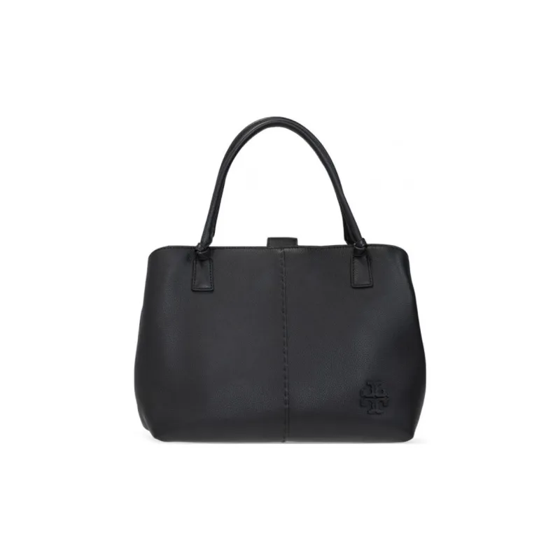 TORY BURCH McGraw Leather Tote Bag, Shopping Bag, Shoulder Bag, Handbag Tubas Women's Black-0