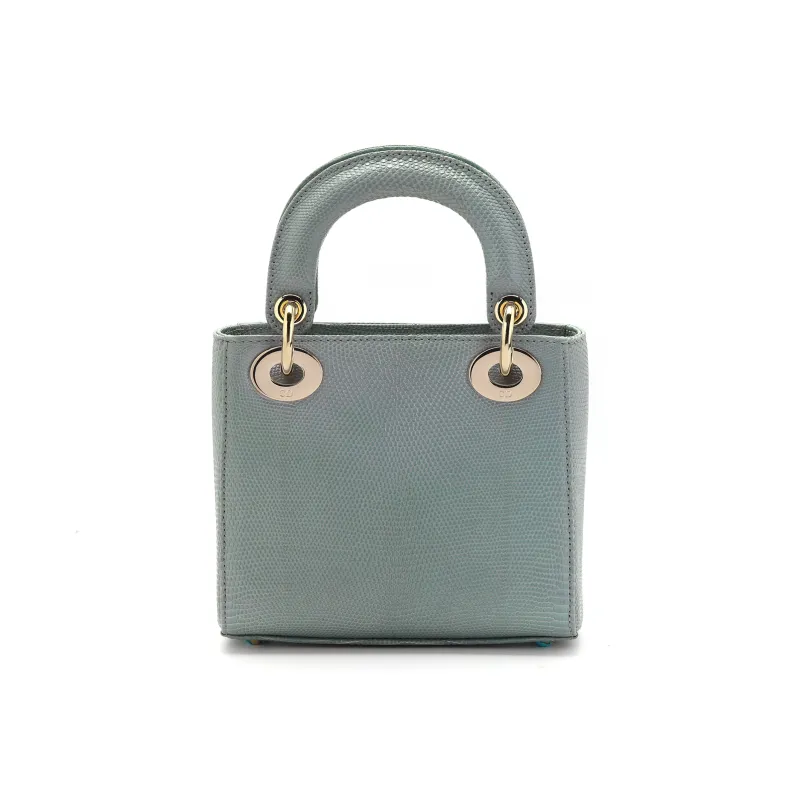 DIOR Lady Dior Lizard Skin Daisie Bag Shoulder Bag Crossbody Bag Handbag Mini Women's Haze Blue-3