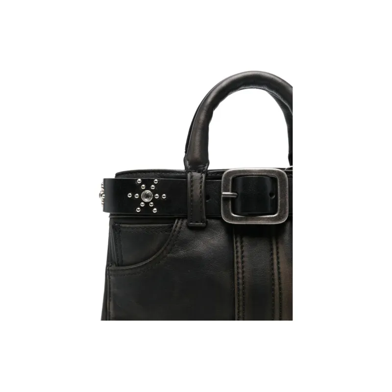 MEDEA Calfskin Shoulder Bag Crossbody Bag Handbag Small Size Women's Black-2