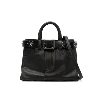 MEDEA Calfskin Shoulder Bag Crossbody Bag Handbag Small Size Women's Black