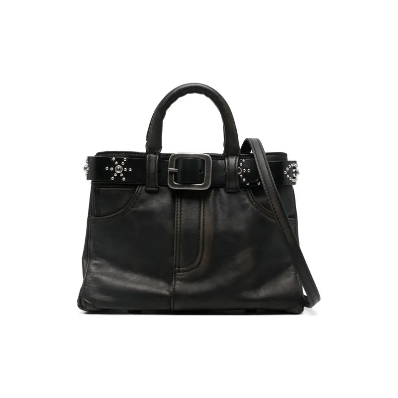 MEDEA Calfskin Shoulder Bag Crossbody Bag Handbag Small Size Women's Black-0