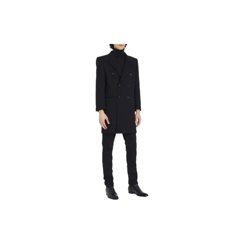 SAINT LAURENT Double Breasted Long Sleeved Coat-4