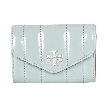 TORY BURCH Kira Patent Leather With Smooth Leather Trim Card Holder Women's Sky Blue