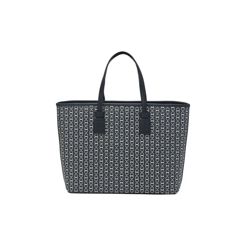TORY BURCH Gemini Link Canvas Tote Bag, Shoulder Bag Medium Size Women's Navy Blue & Multicolor-2