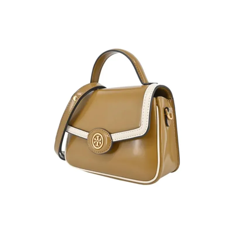 TORY BURCH Robinson Calfskin Crossbody One Shoulder Handbags Small Size Women's Khaki-1