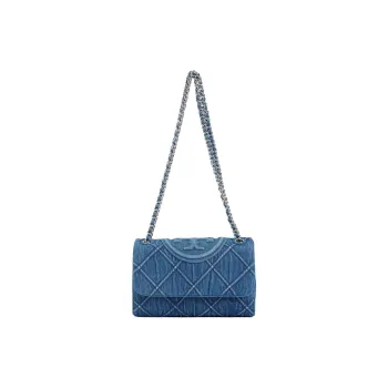 TORY BURCH Fleming Fabric Crossbody Bag Shoulder Bag Small Size Women's Denim Blue