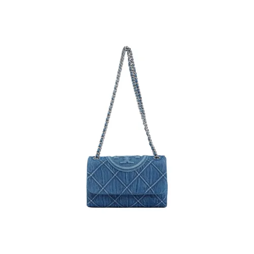 TORY BURCH Fleming Fabric Crossbody Bag Shoulder Bag Small Size Women's Denim Blue