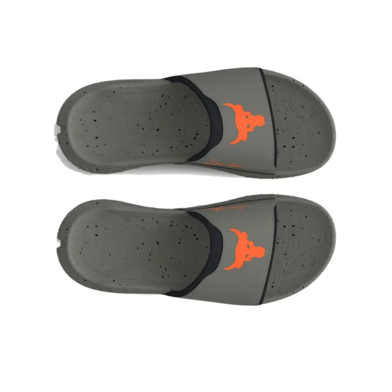 Under Armour Project Rock 3 Slip Resistant Quick Dry Slide Slippers Unisex Black Gray Color-3