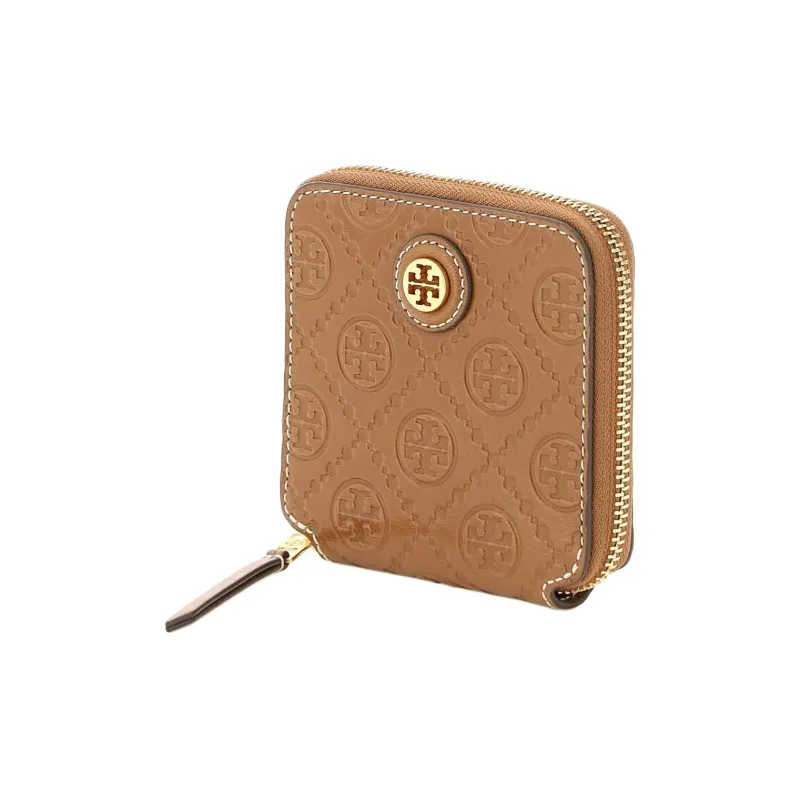 TORY BURCH T Monogram Leather Wallet Women's Brown-1