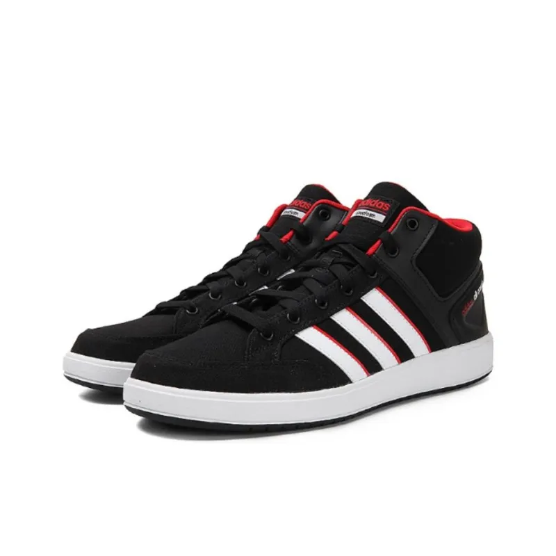 Adidas Cloudfoam All Court Anti-Slip Wear-Resistant Mid-Top Tennis Shoes Men's Black White Red-2