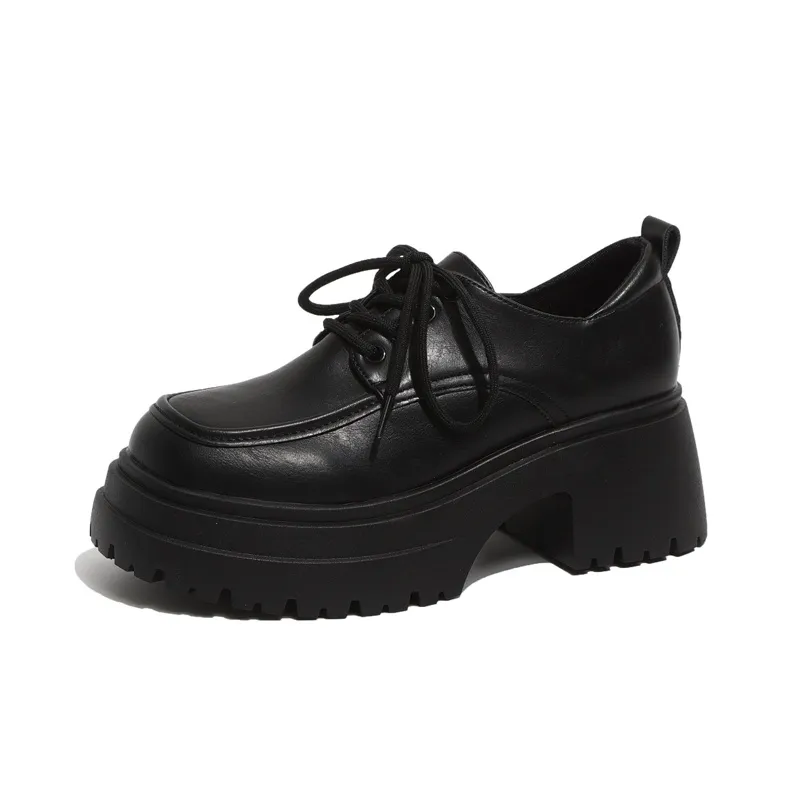 SHUMO Casual Single Shoes 6.5CM Women's Black-4